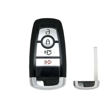 KeylessFactory: 2017-2019 Ford 4-Button Smart Key SHELL Only W/ Insert Key